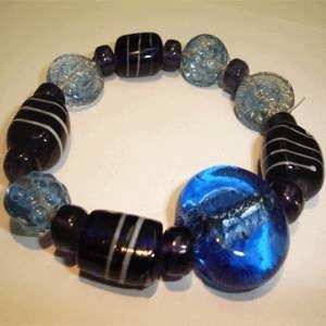 narukvica reljefne murano perle i kobalt plavi opsidijan 204n1 - Narukvice