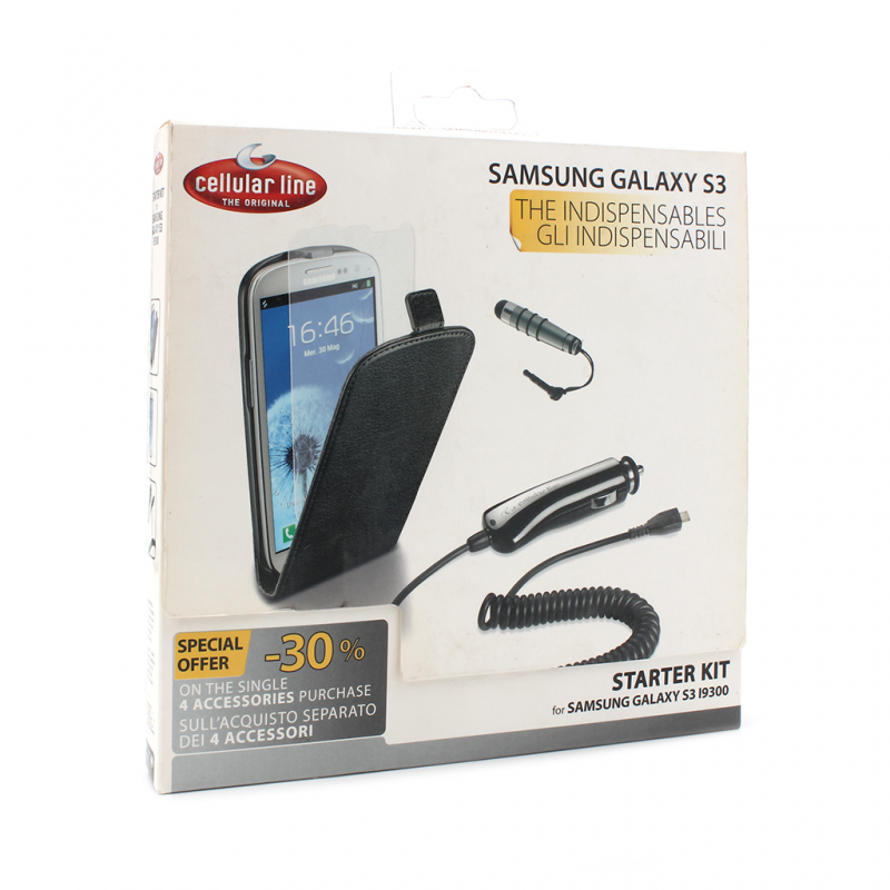 STARTER KIT Cellular Line za Samsung Galaxy S3 i9300+flip top - Platnene futrole