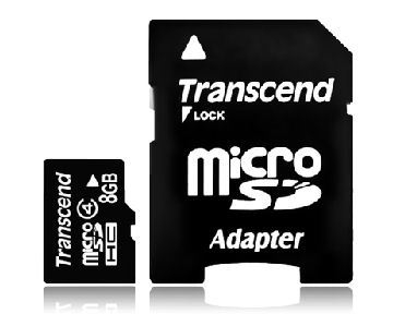 MICRO SD 8GB TRANSCEND + SD adapter TS8GUSDHC4 - Micro SD