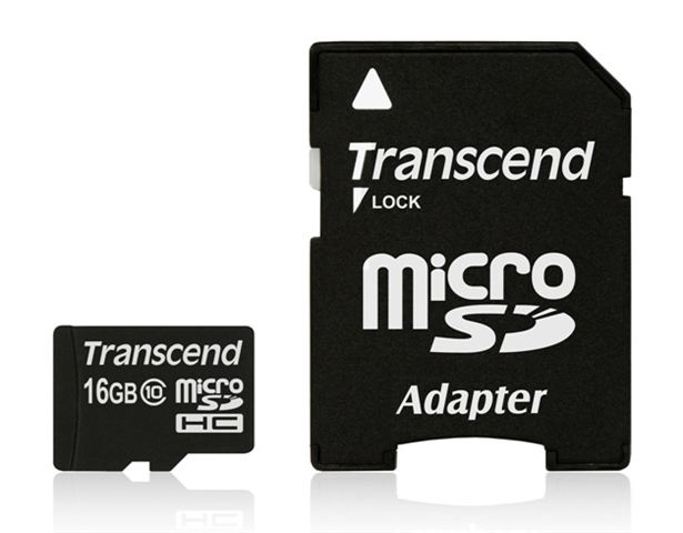 MICRO SD 16GB TRANSCEND + SD adapter TS16GUSDHC10 - Micro SD