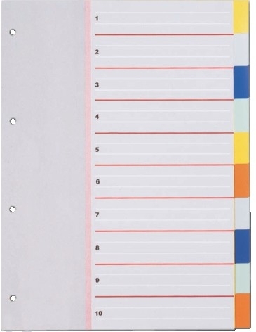 PP pregradni indeksi 1/10  2x5 boja - Pregradni kartoni i indeksi