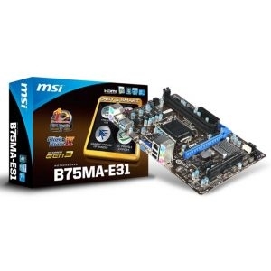 'MB LGA1155 B75 MSI B75MA-E31, PCIe/DDR3/SATA3/GLAN/7.1