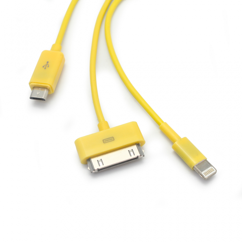 Data kabal za Iphone 5/Micro USB/Galaxy Tab zuti - Data kablovi 0.25m za iPhone